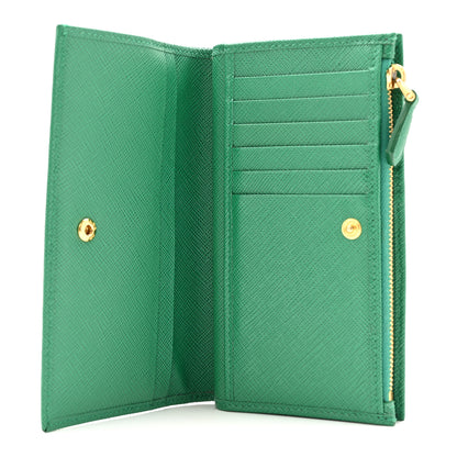 Prada Saffiano Triangle Continental Zip Wallet Mango 5 of 11