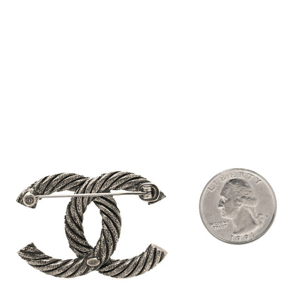 Chanel Ruthenium Twisted CC Brooch Silver 2 of 3