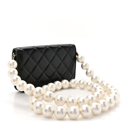 Chanel Calfskin Quilted Maxi Pearls Clutch With Chain Black 3 of 11