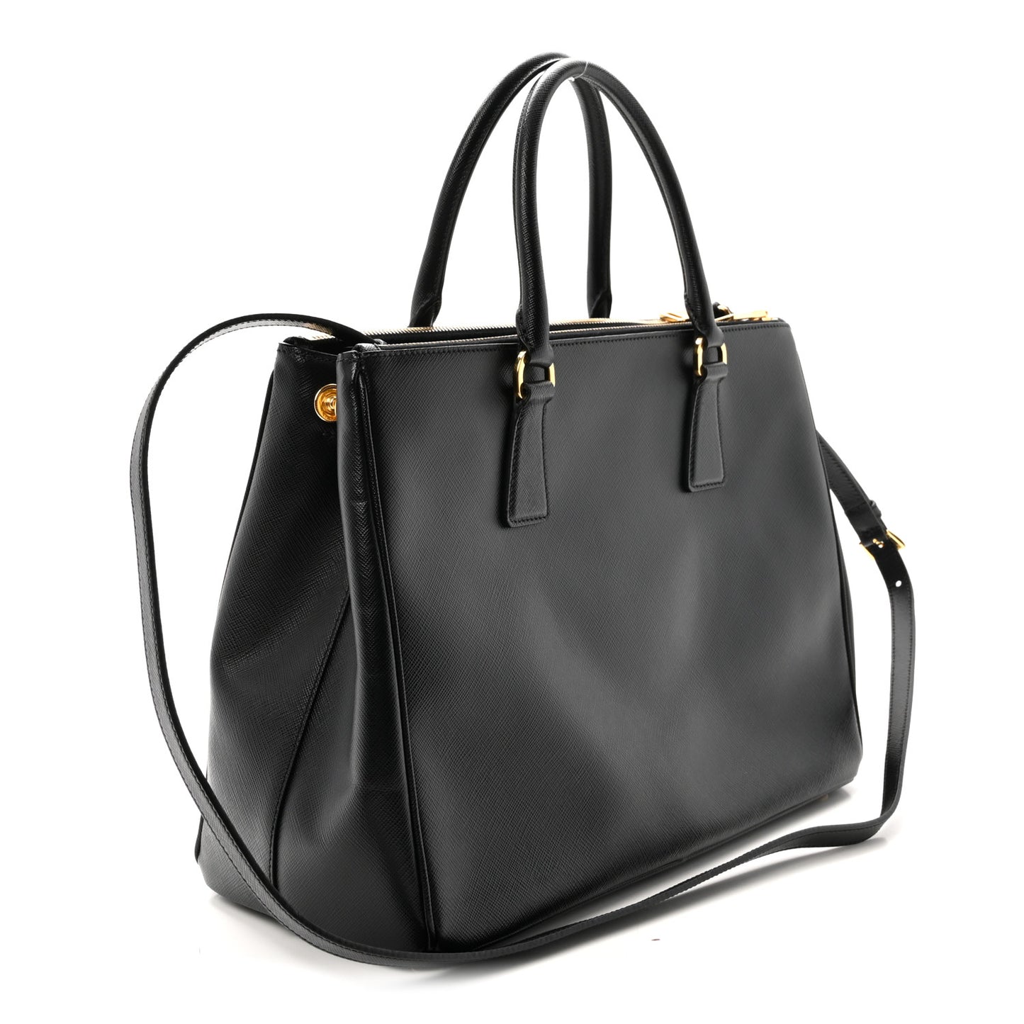 Saffiano Medium Galleria Double Zip Tote Black