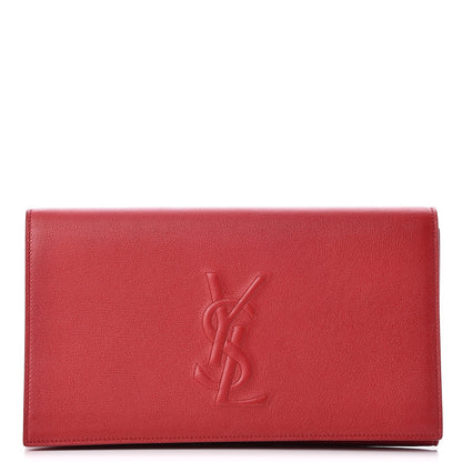Saint Laurent Calfskin Monogram Large Belle De Jour Clutch Red 1 of 6