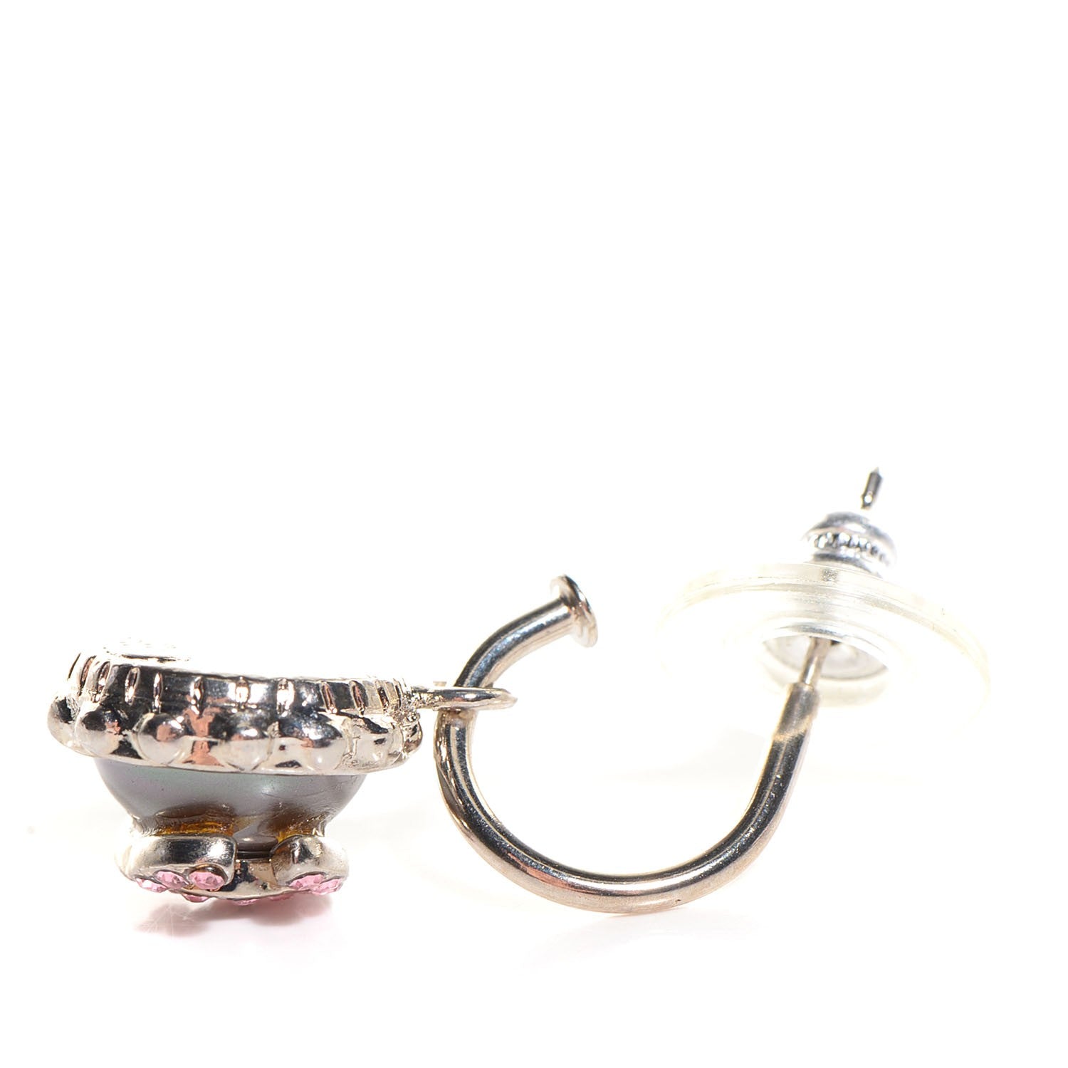 Chanel Crystal CC Dangle Earrings Pink 3 of 4