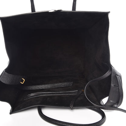 Celine Crocodile Embossed Calfskin Medium Phantom Luggage Black 5 of 8