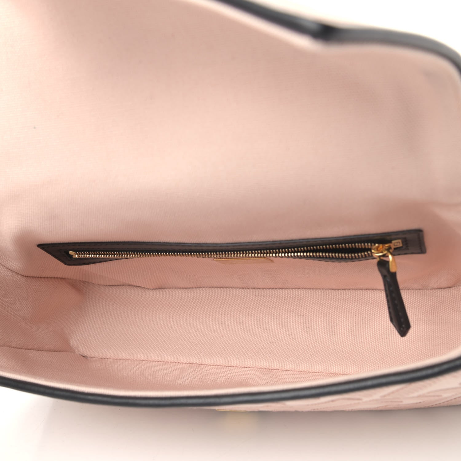 Fendi Canvas Vitello King FF Embroidered Baguette Rosa Quarzo Black 4 of 4
