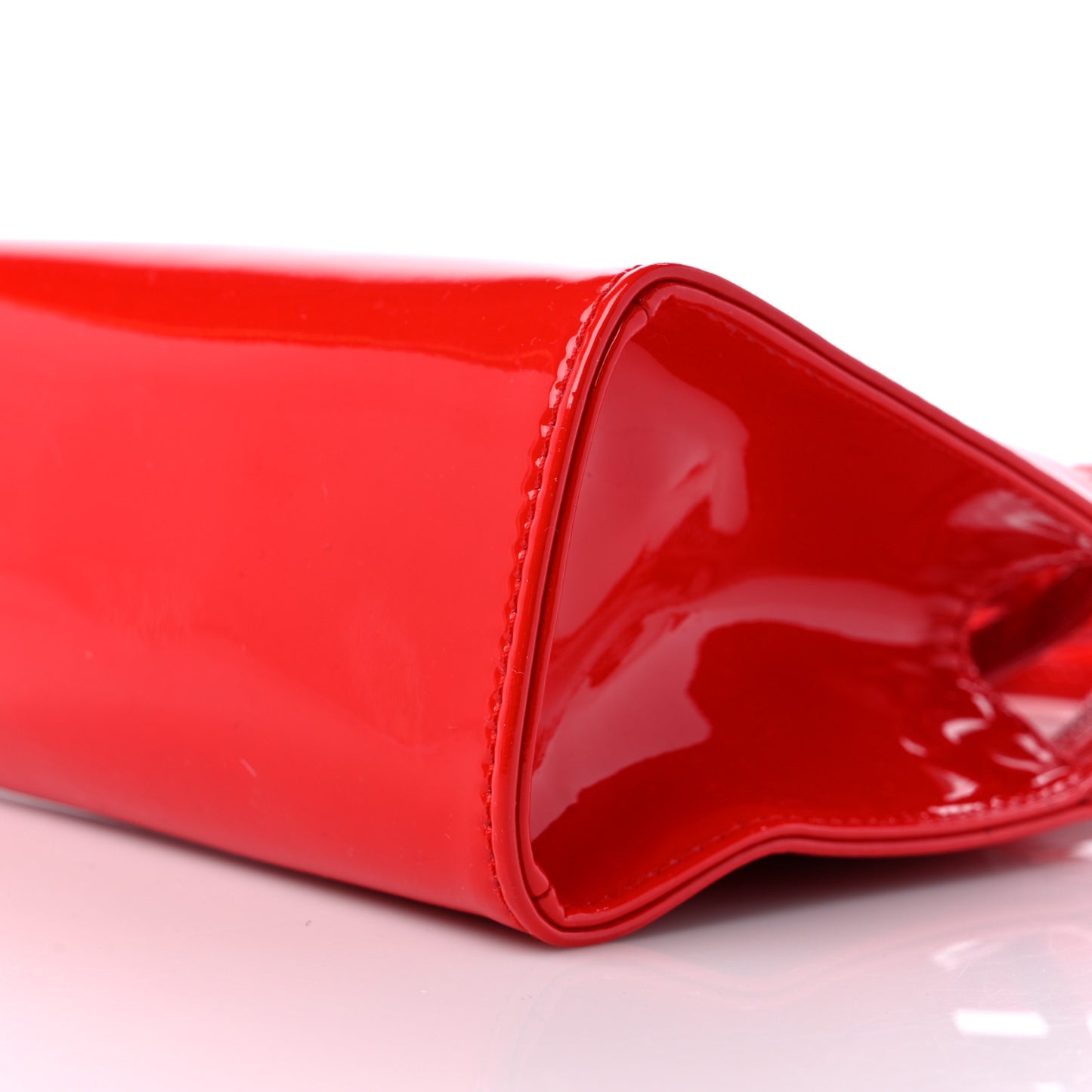Patent Vegan Leather Small Shopping Bag Red