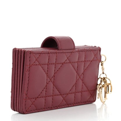Christian Dior Lambskin Cannage Lady Dior 5-Gusset Card Holder Strawberry Pink 3 of 7
