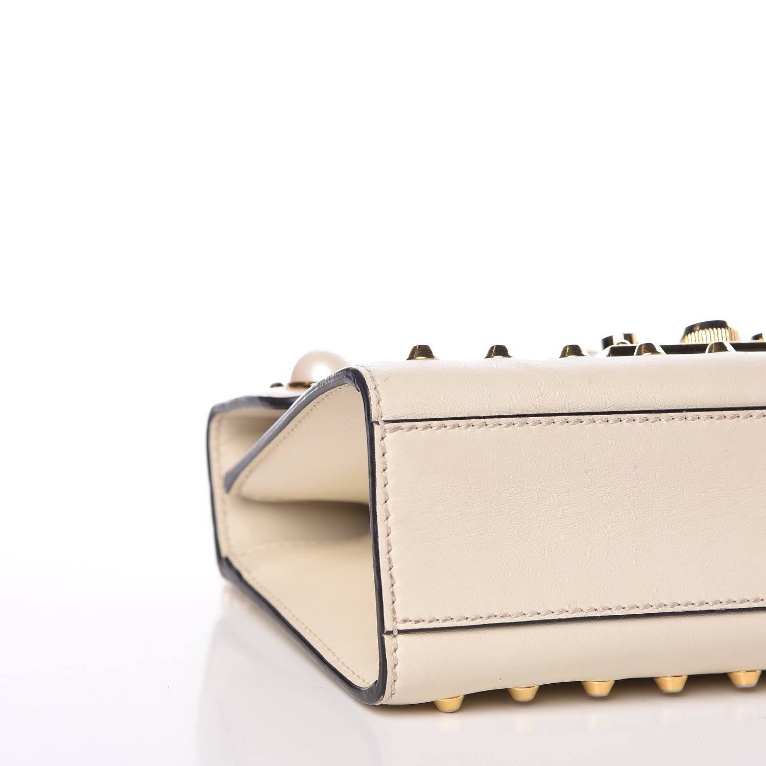 Gucci Calfskin Studded Small Padlock Shoulder Bag White 8 of 10