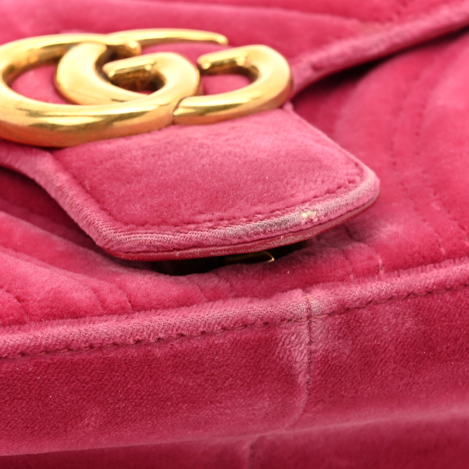 Gucci Velvet Matelasse Small GG Marmont Shoulder Bag Light Raspberry Rose 14 of 16