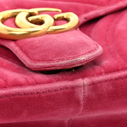 Gucci Velvet Matelasse Small GG Marmont Shoulder Bag Light Raspberry Rose 14 of 16