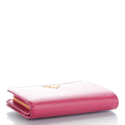 Prada Saffiano Metal Compact Wallet Peonia 4 of 8