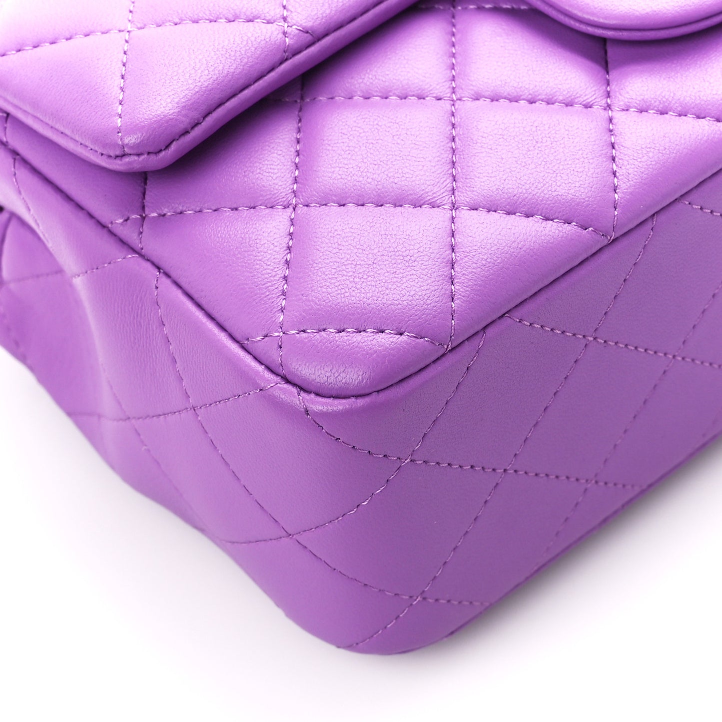 Lambskin Quilted Mini Rectangular Flap Purple