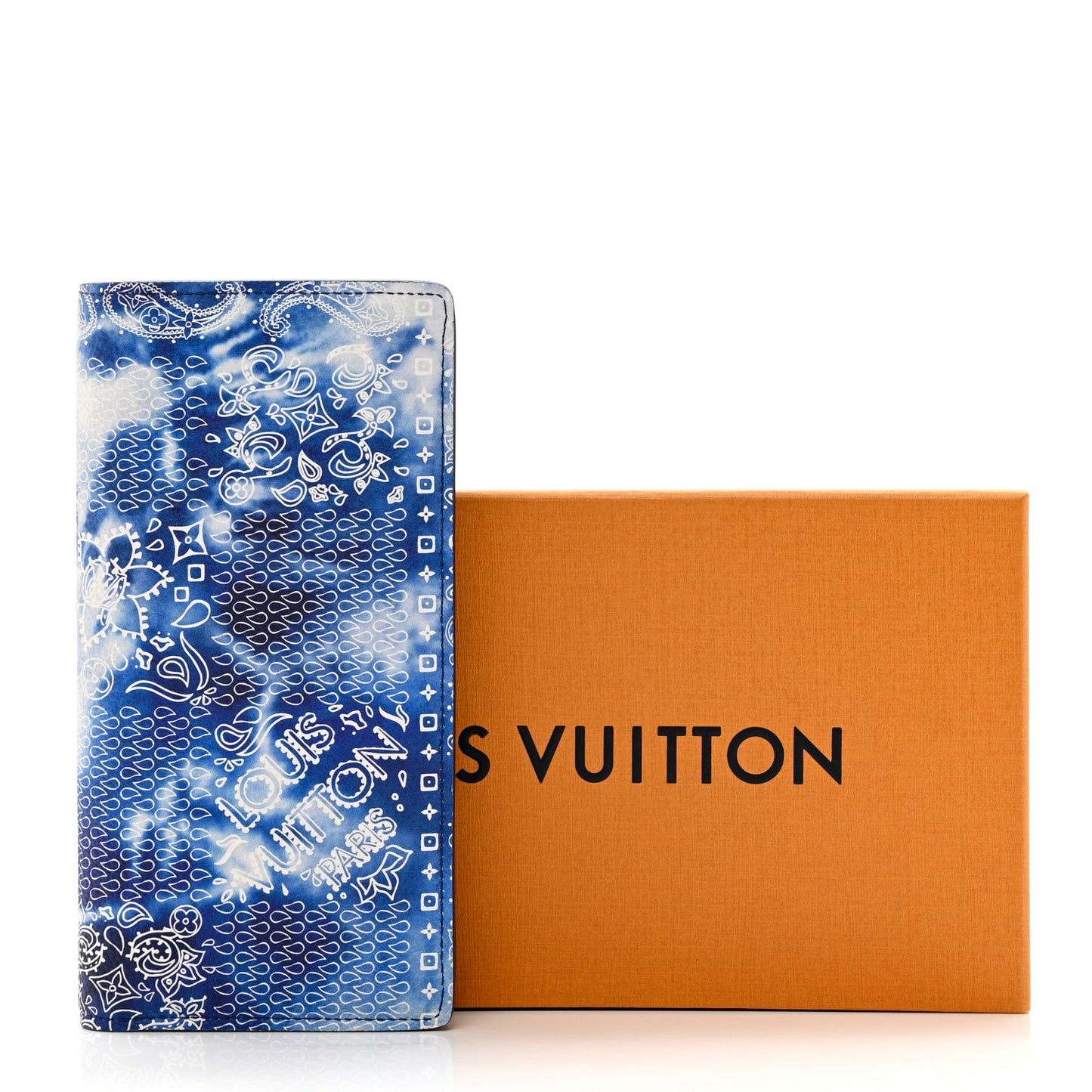 Cowhide Monogram Bandana Brazza Wallet Blue