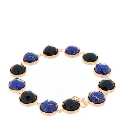 Irene Neuwirth 18K Rose Gold Lapis Lazuli Black Onyx Classic Link Bracelet 2 of 3