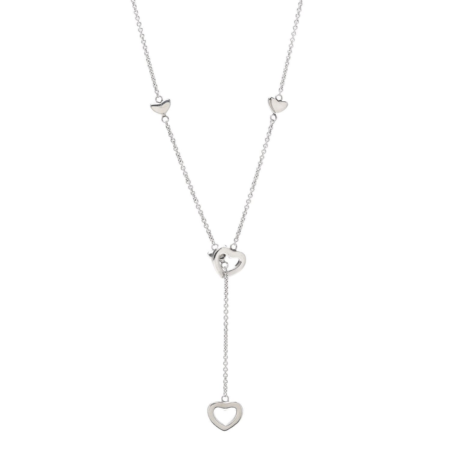 Sterling Silver Heart Lariat Necklace