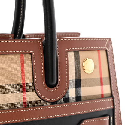 Burberry Calfskin Vintage Check Small Two Handle Title Bag Black 11 of 11