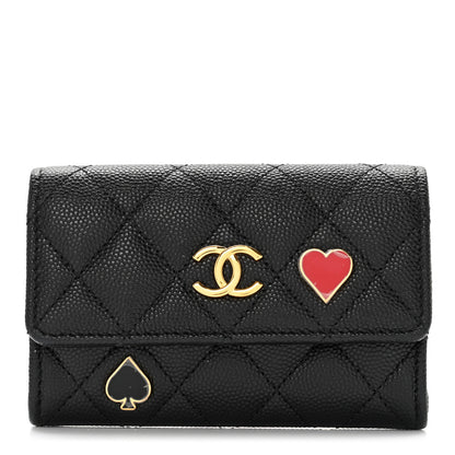 Chanel Caviar Quilted Enamel Coco Casino Flap Card Holder Wallet Black 1 of 10