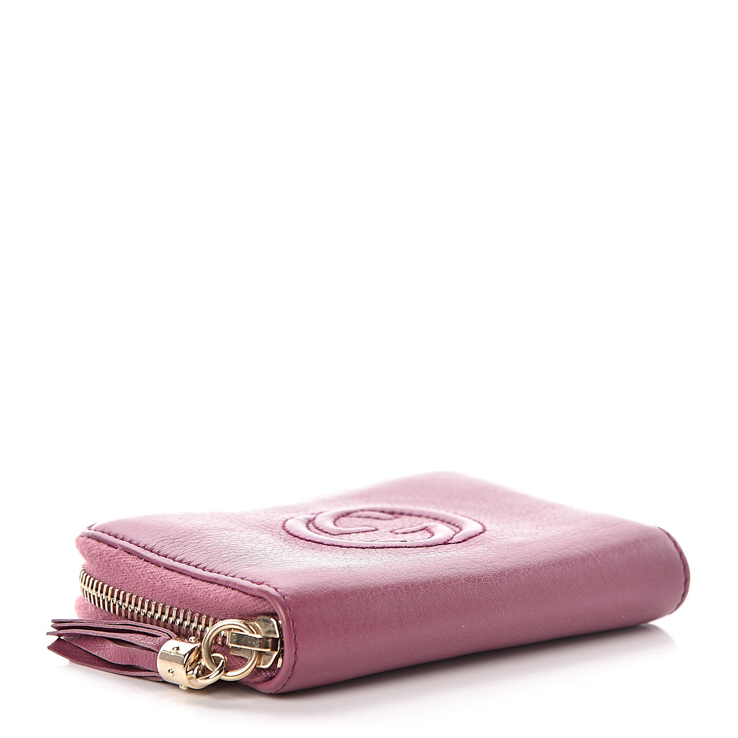 Gucci Pebbled Calfskin Soho Compact Disco Zip Around Wallet Peonia Flower 4 of 13