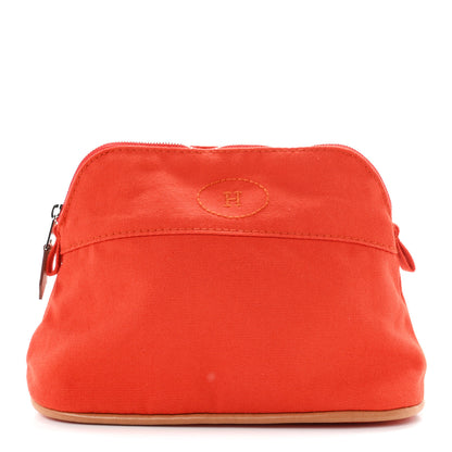 Hermes Cotton Canvas Mini Bolide Travel Cosmetic Pouch Feu 1 of 8