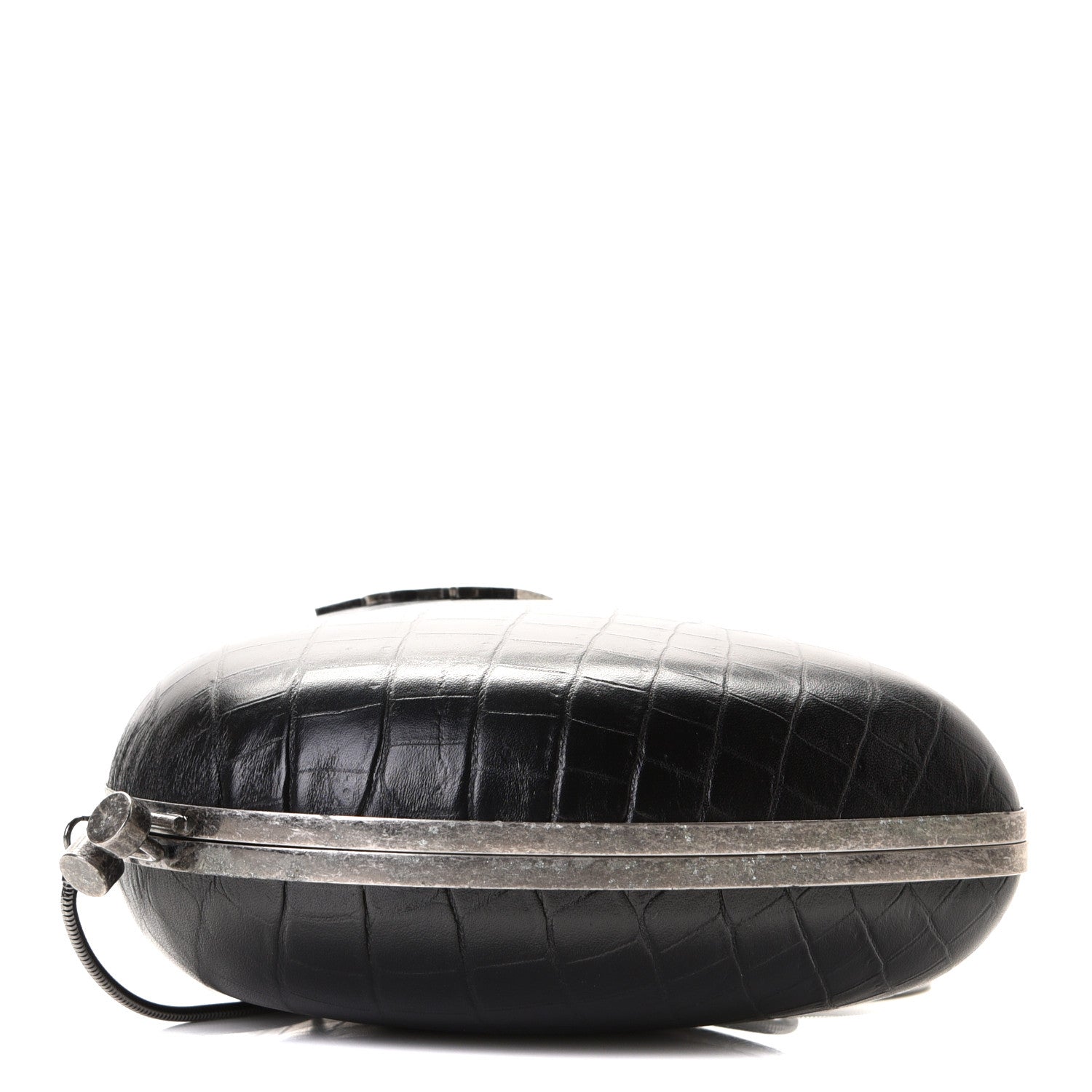 Saint Laurent Calfskin Crocodile Embossed Monogram Love Box Bag Black 5 of 5