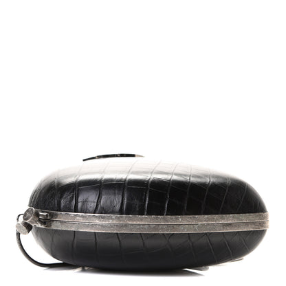 Saint Laurent Calfskin Crocodile Embossed Monogram Love Box Bag Black 5 of 5