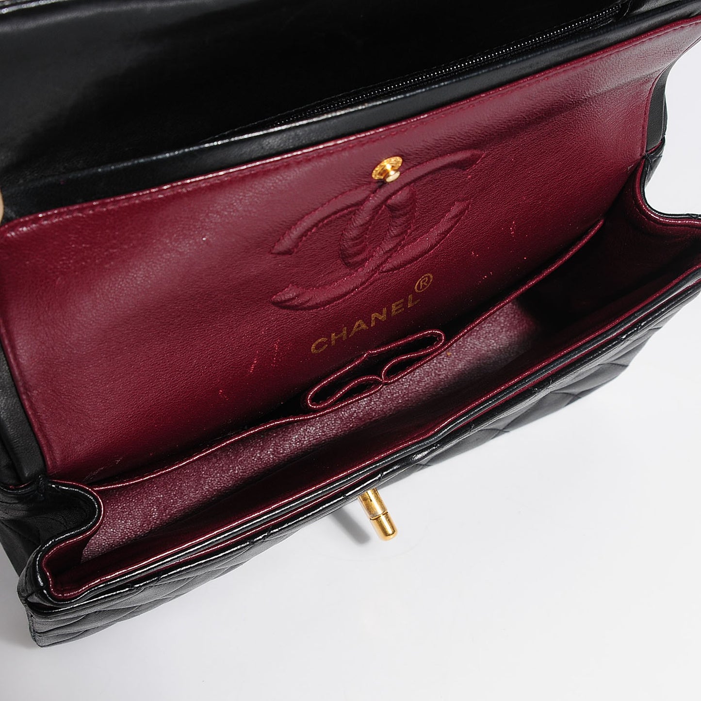 Lambskin Quilted Small Double Flap Black