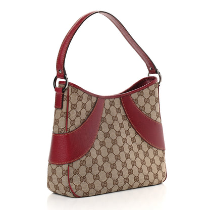 Gucci Monogram Calfskin Shoulder Bag Hobo Red 3 of 9