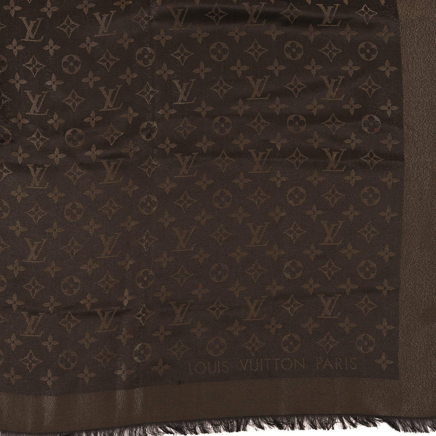 Louis Vuitton Silk Lurex Wool Monogram Shine Shawl Brown 2 of 3