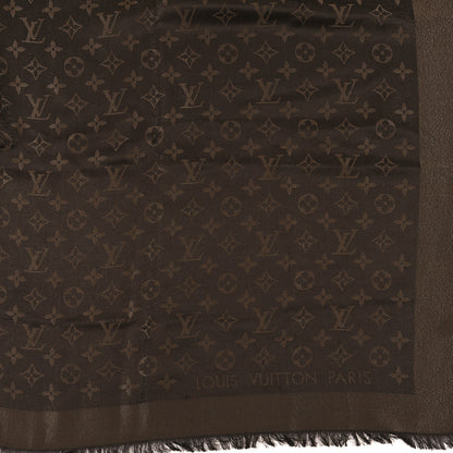 Louis Vuitton Silk Lurex Wool Monogram Shine Shawl Brown 2 of 3