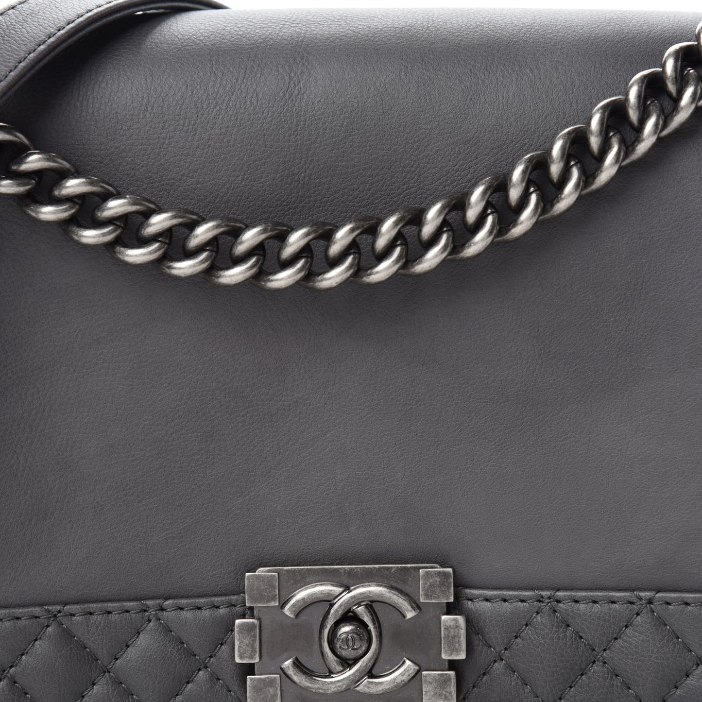 Calfskin New Medium Boy Reverso Flap Grey