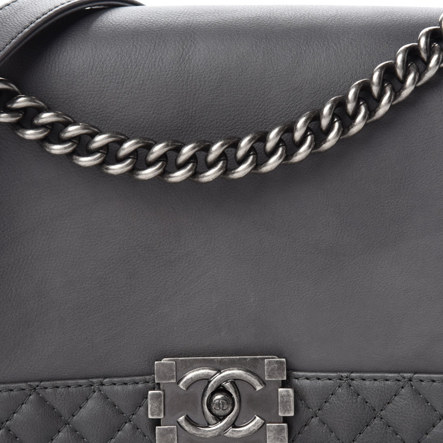 Chanel Calfskin New Medium Boy Reverso Flap Grey 10 of 11