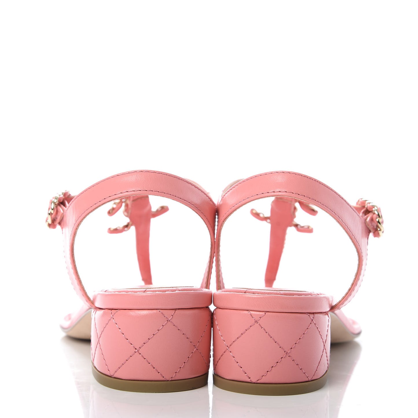 Goatskin CC Chain Thong Sandals 38 Pink