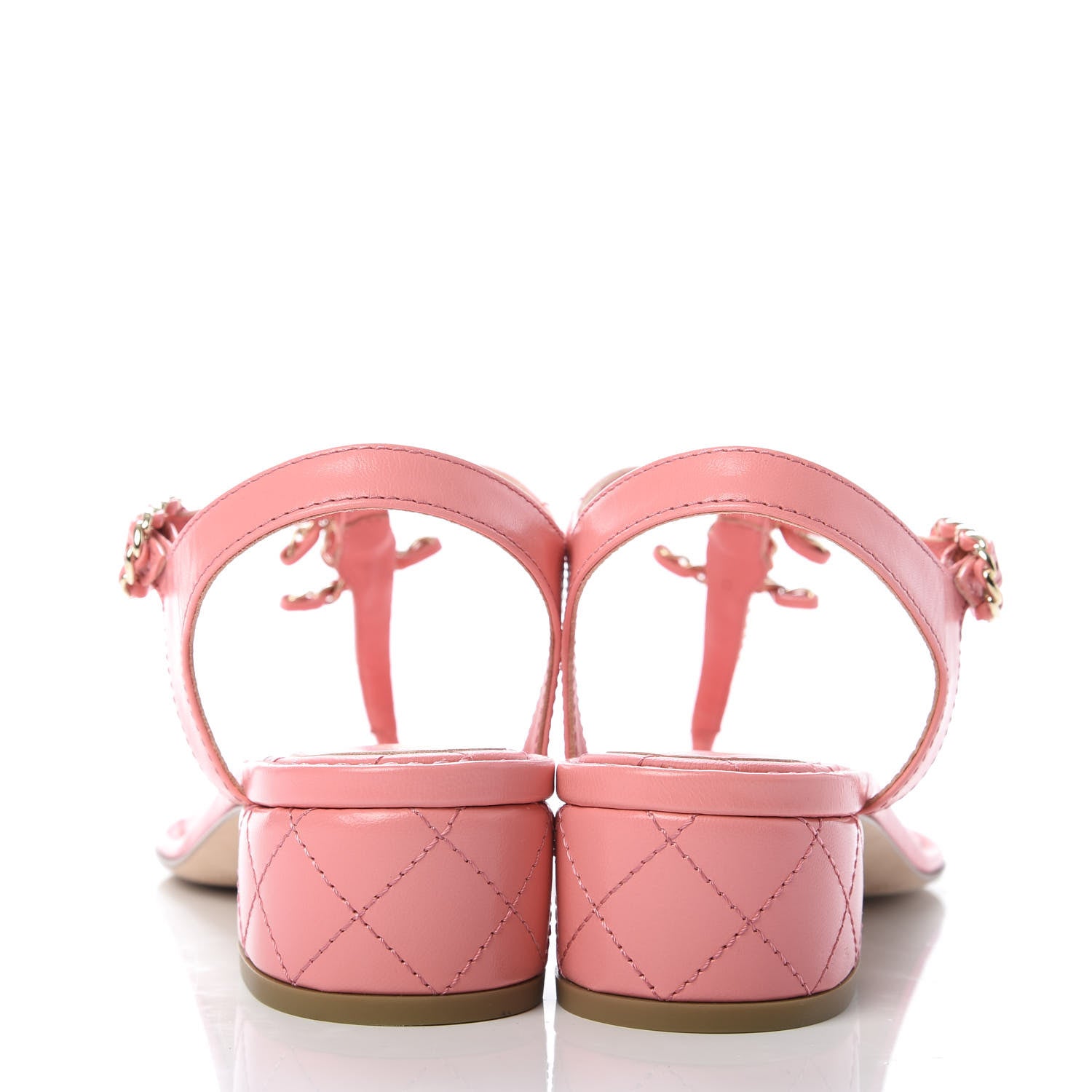 Chanel Goatskin CC Chain Thong Sandals 38 Pink 6 of 9