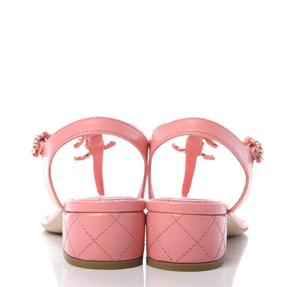 Chanel Goatskin CC Chain Thong Sandals 38 Pink 6 of 9