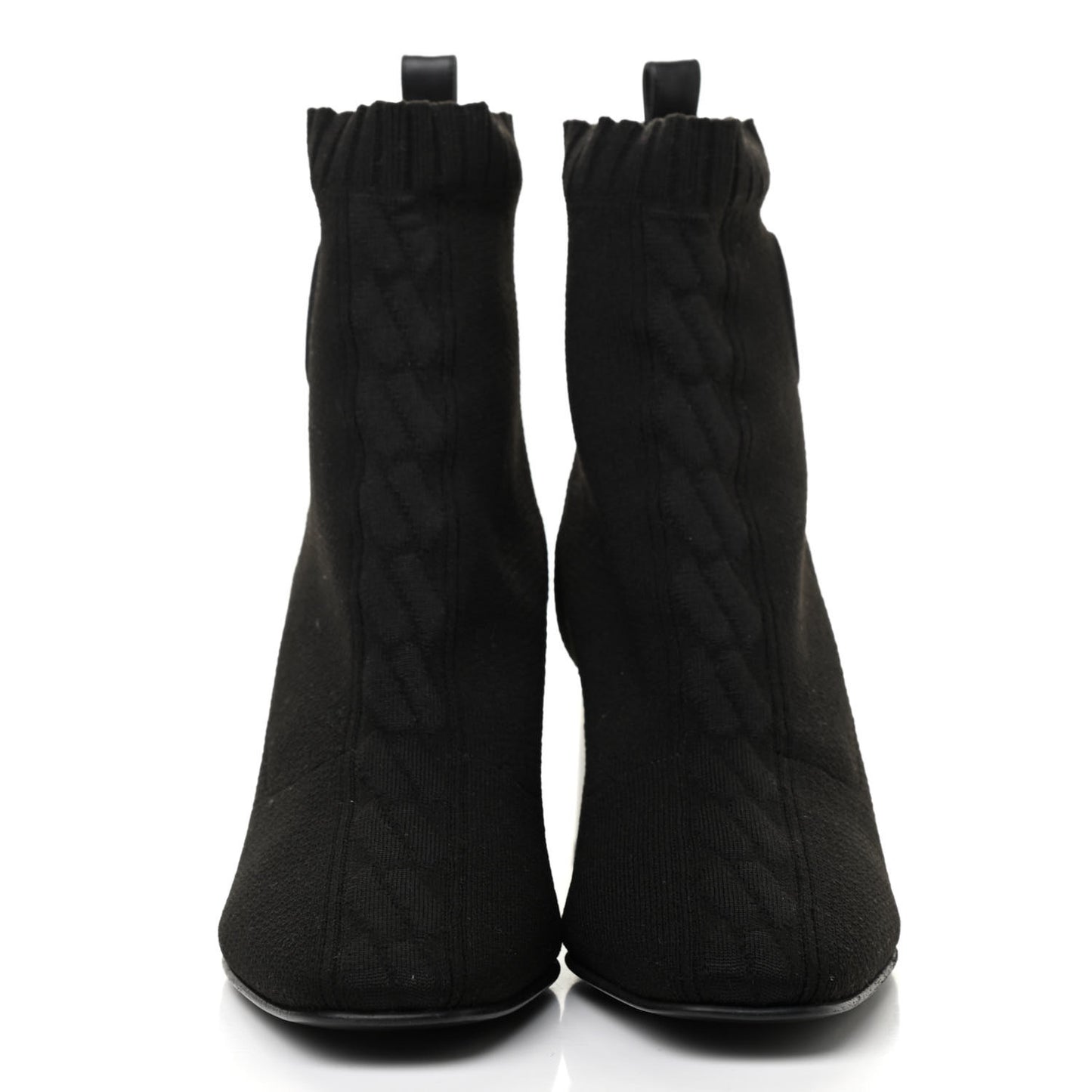 Knit Calfskin Volver Ankle Boots 36.5 Black