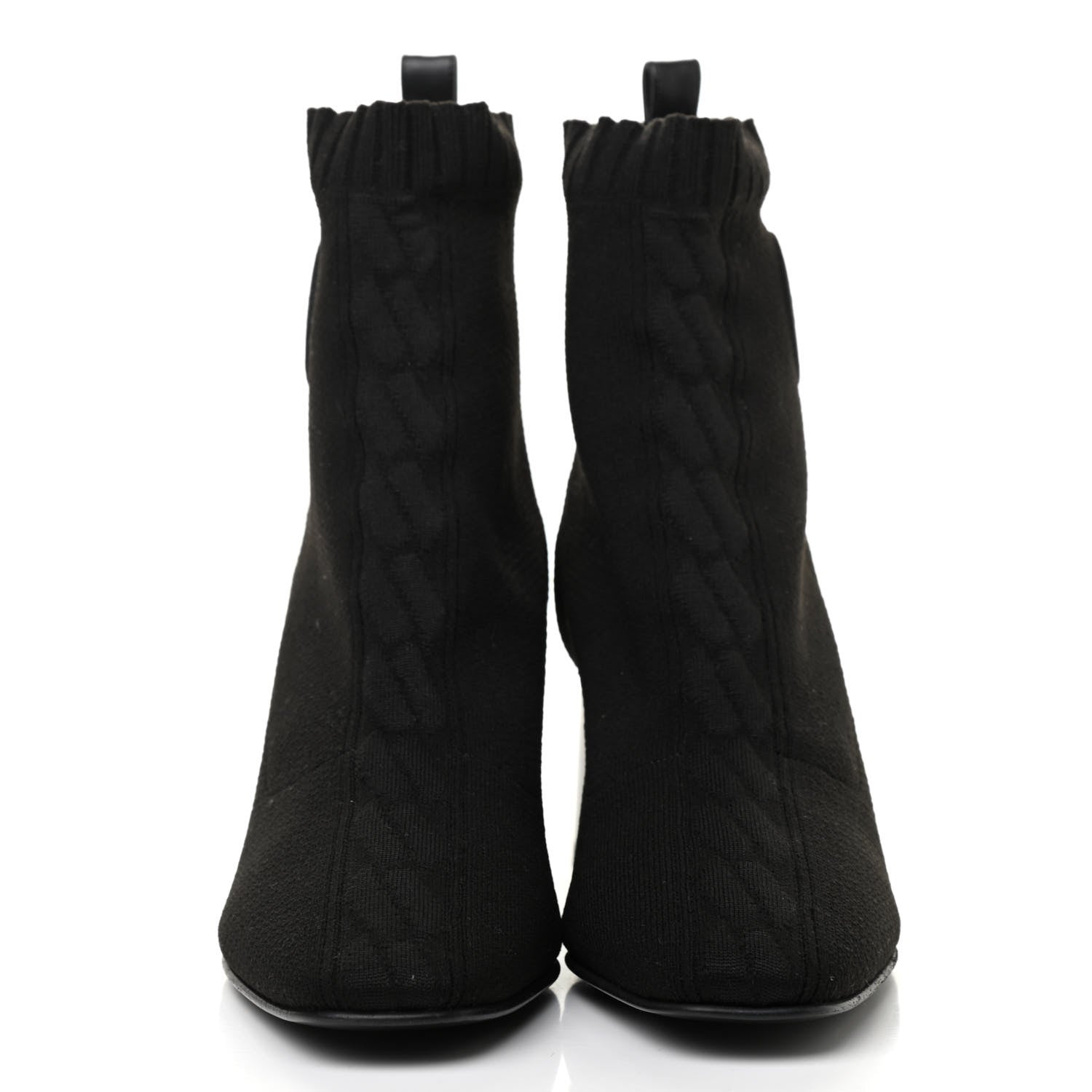 Hermes Knit Calfskin Volver Ankle Boots 36.5 Black 2 of 7