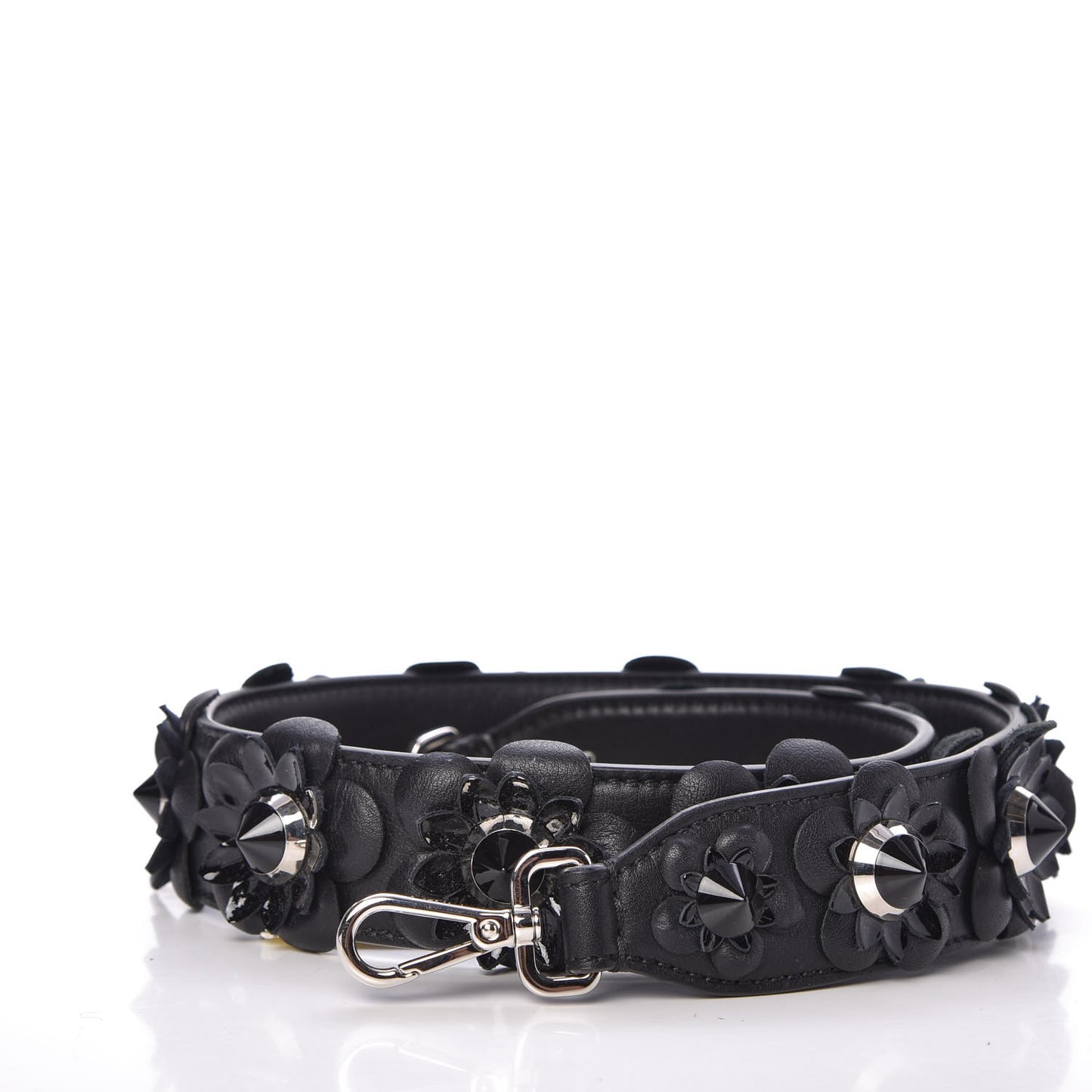 Vitello Dolce Nappa Patent Flowerland Studded Strap You Black