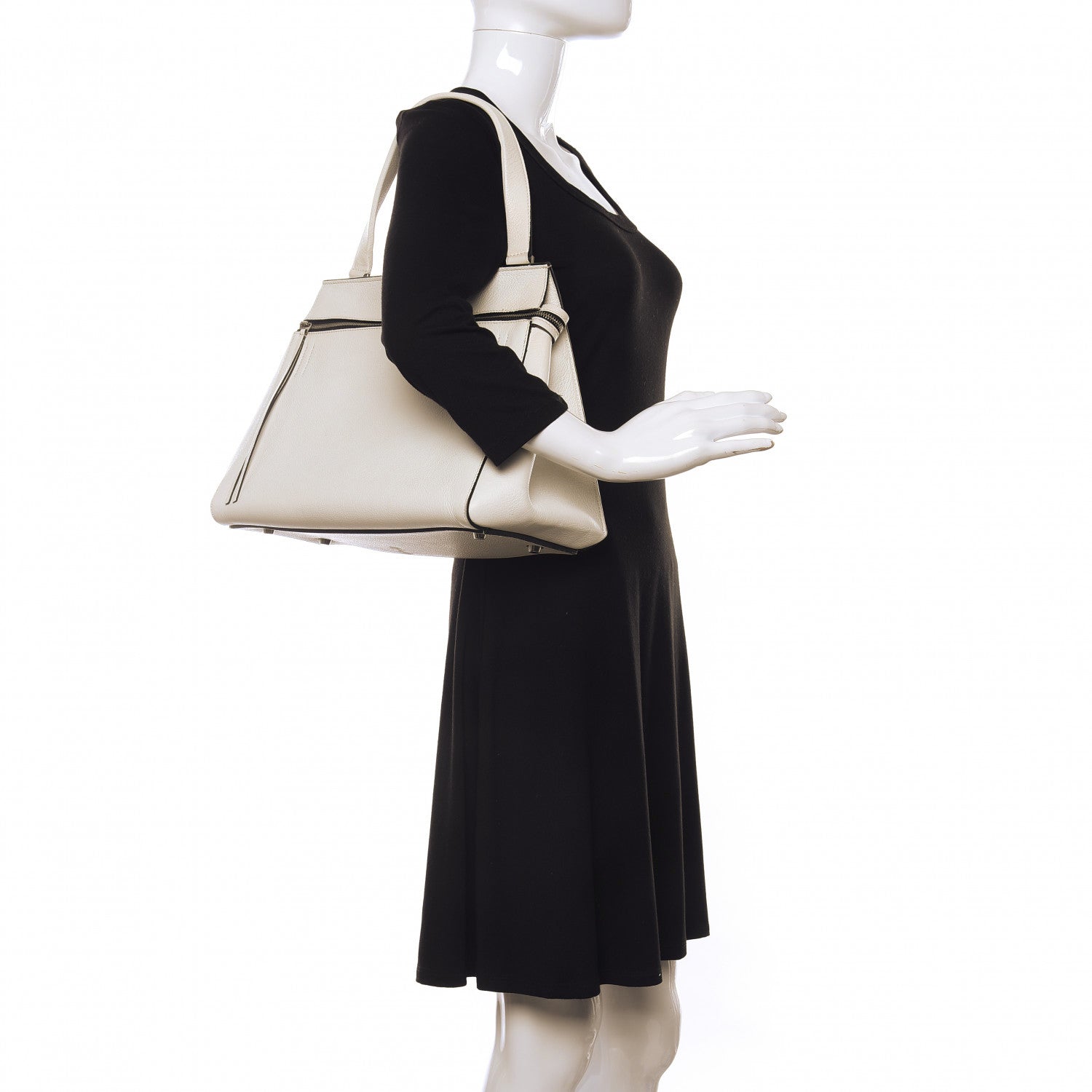 Celine Grained Calfskin Medium Edge Shoulder Bag White 2 of 9