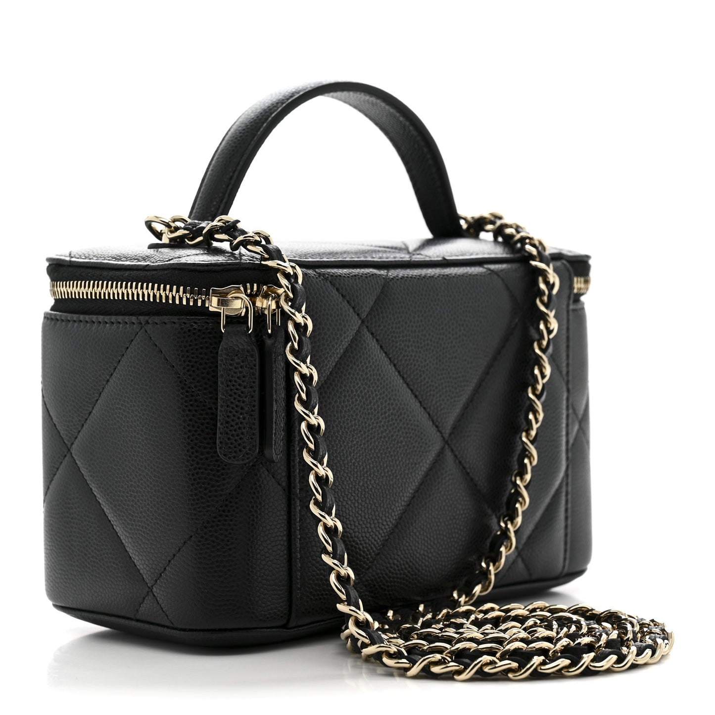 Caviar Quilted Top Handle Long Vanity Black