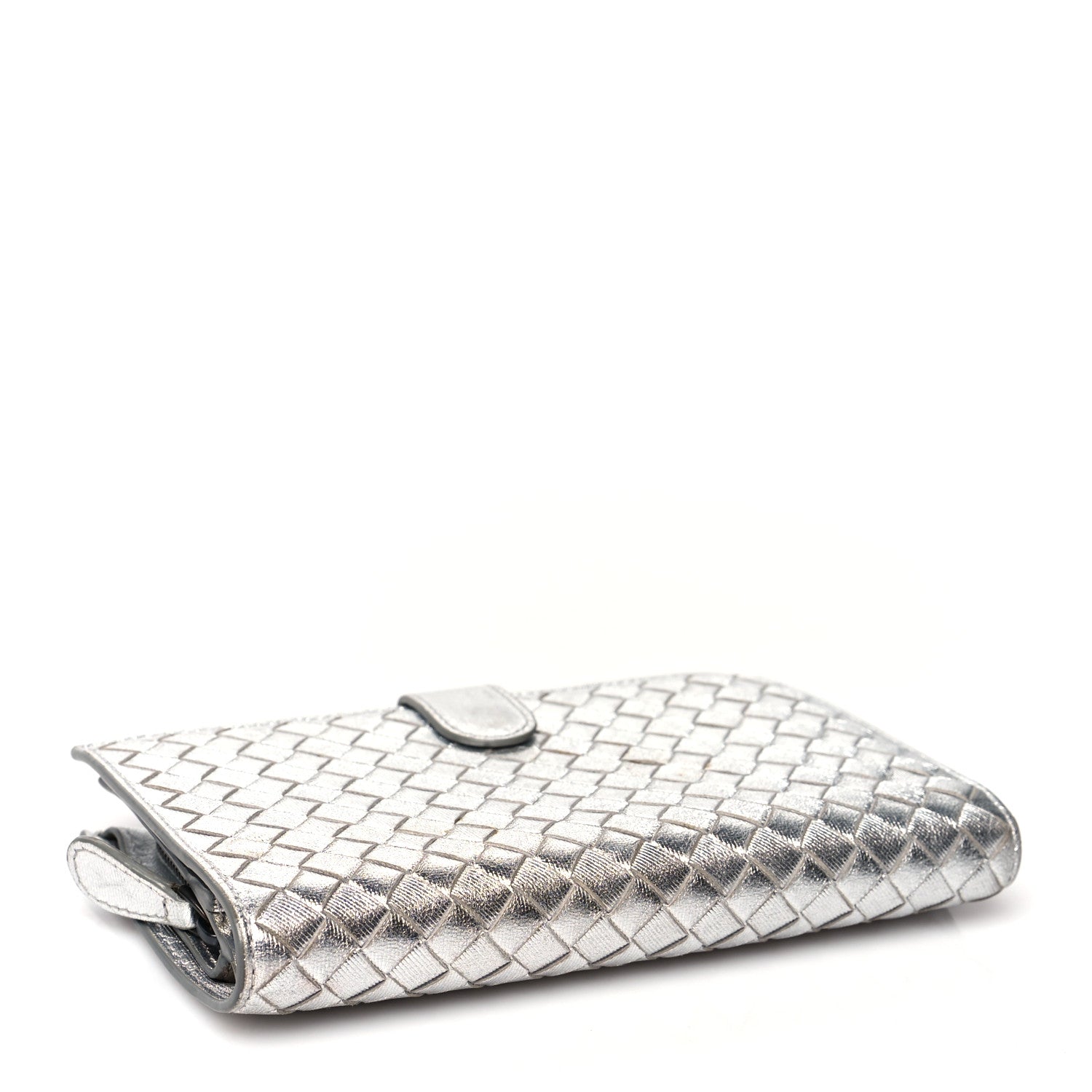 Bottega Veneta Metallic Grosgrain Intrecciato Continental Wallet Silver 4 of 9