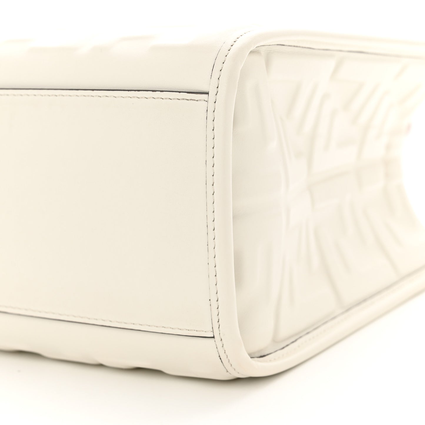 Vitello Plexiglass FF Embossed Small Fendi Sunshine Shopper Tote White