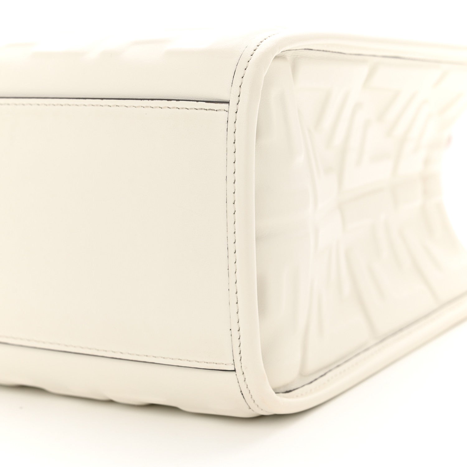 Fendi Vitello Plexiglass FF Embossed Small Fendi Sunshine Shopper Tote White 9 of 12