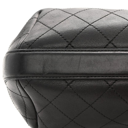 Chanel Calfskin Stitched Small Paris Rome Drawstring CC Bag Black 12 of 19