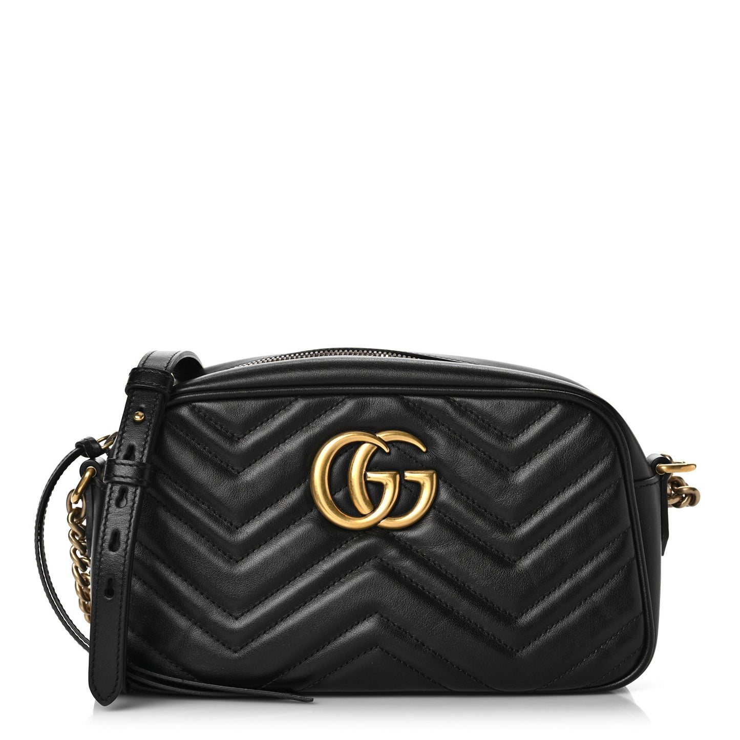 Calfskin Matelasse Small GG Marmont Chain Shoulder Bag Black