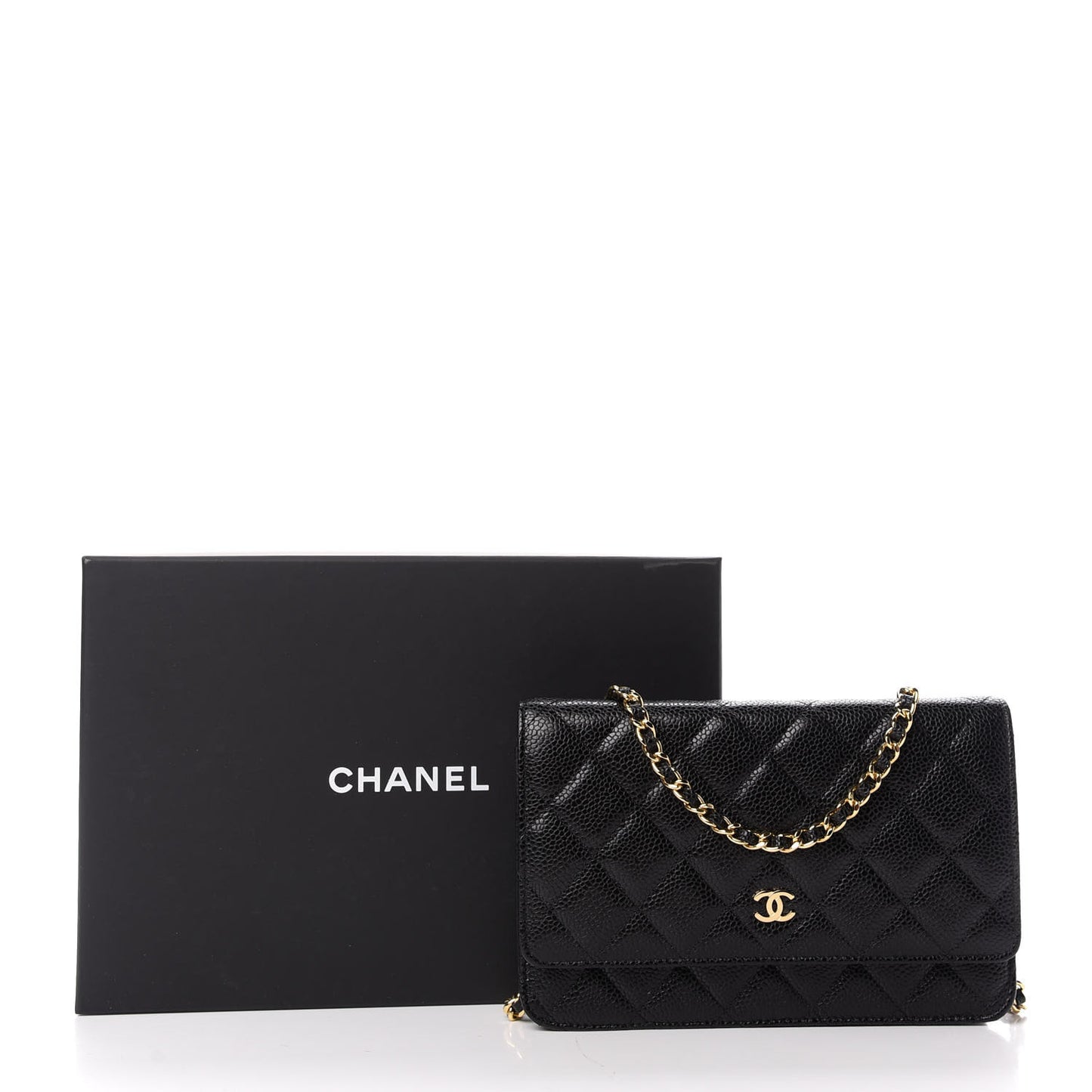 Caviar Quilted Wallet On Chain WOC Black