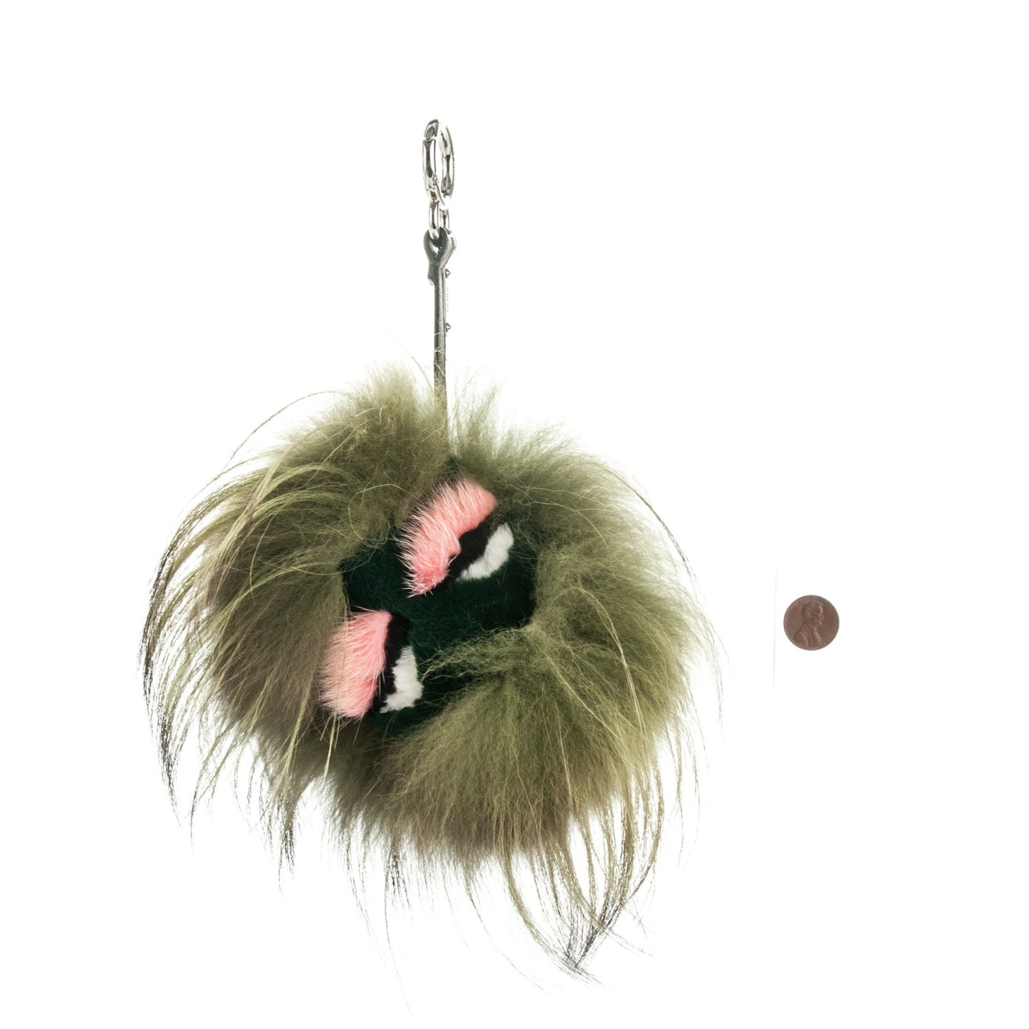 Fox Mink Rabbit Fur Vitello Flamingo Kooky Monster Bag Bug Charm Verde Multicolor Olive