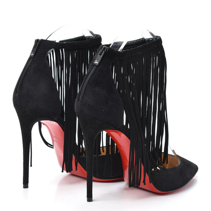Christian Louboutin Veau Velours Fringe Courtain 100 Pumps 39.5 Black 4 of 7