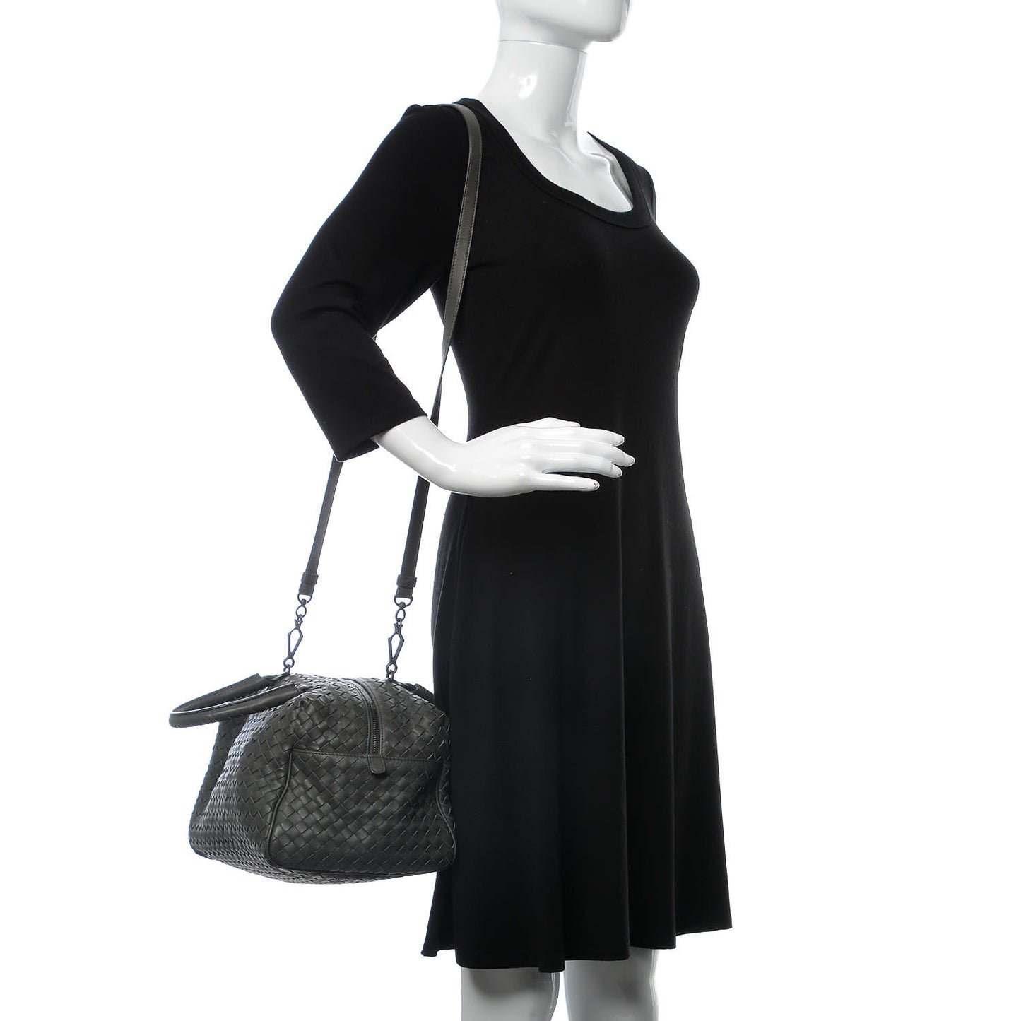 Nappa Intrecciato Top Handle Bag Grey