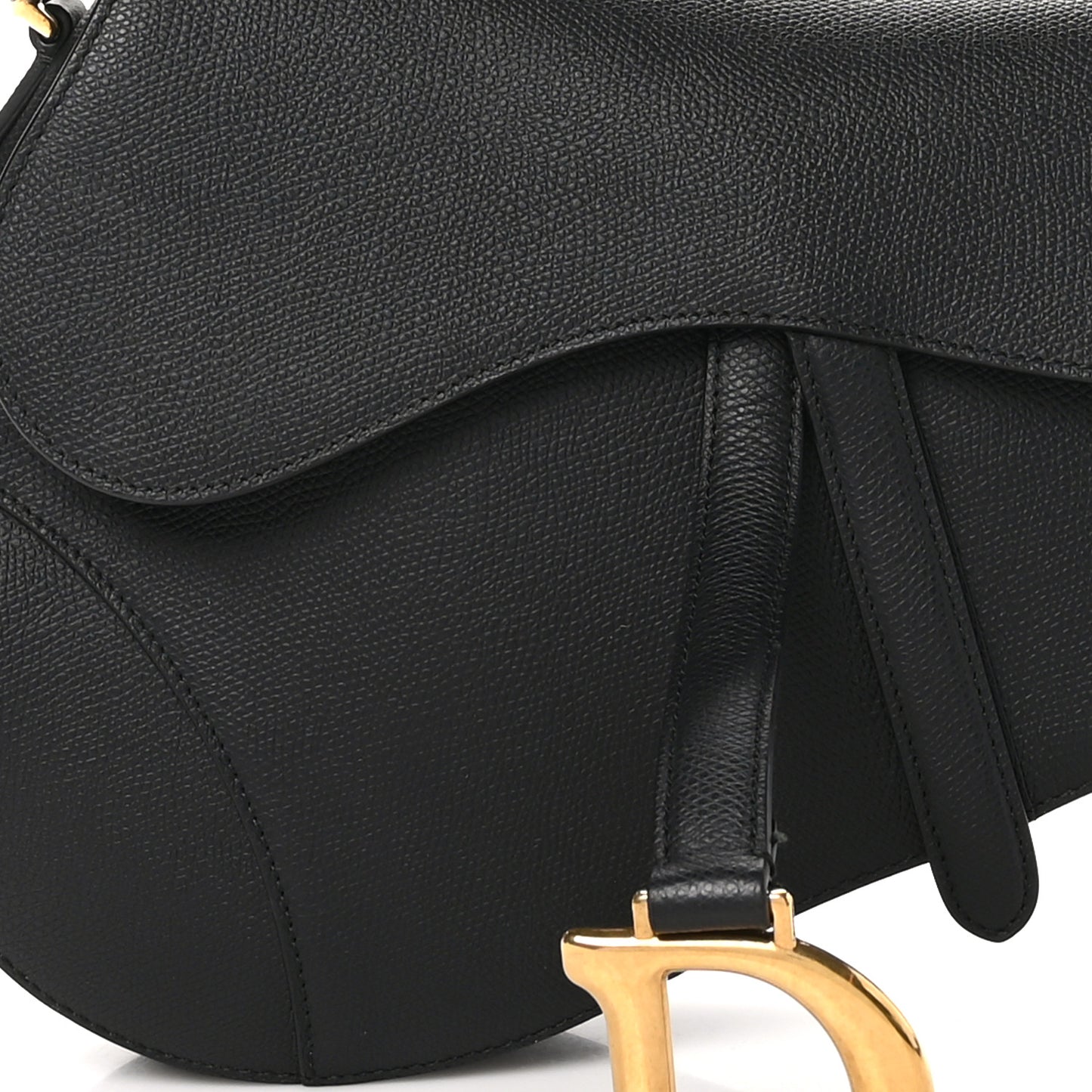 Grained Calfskin Saddle Bag Black