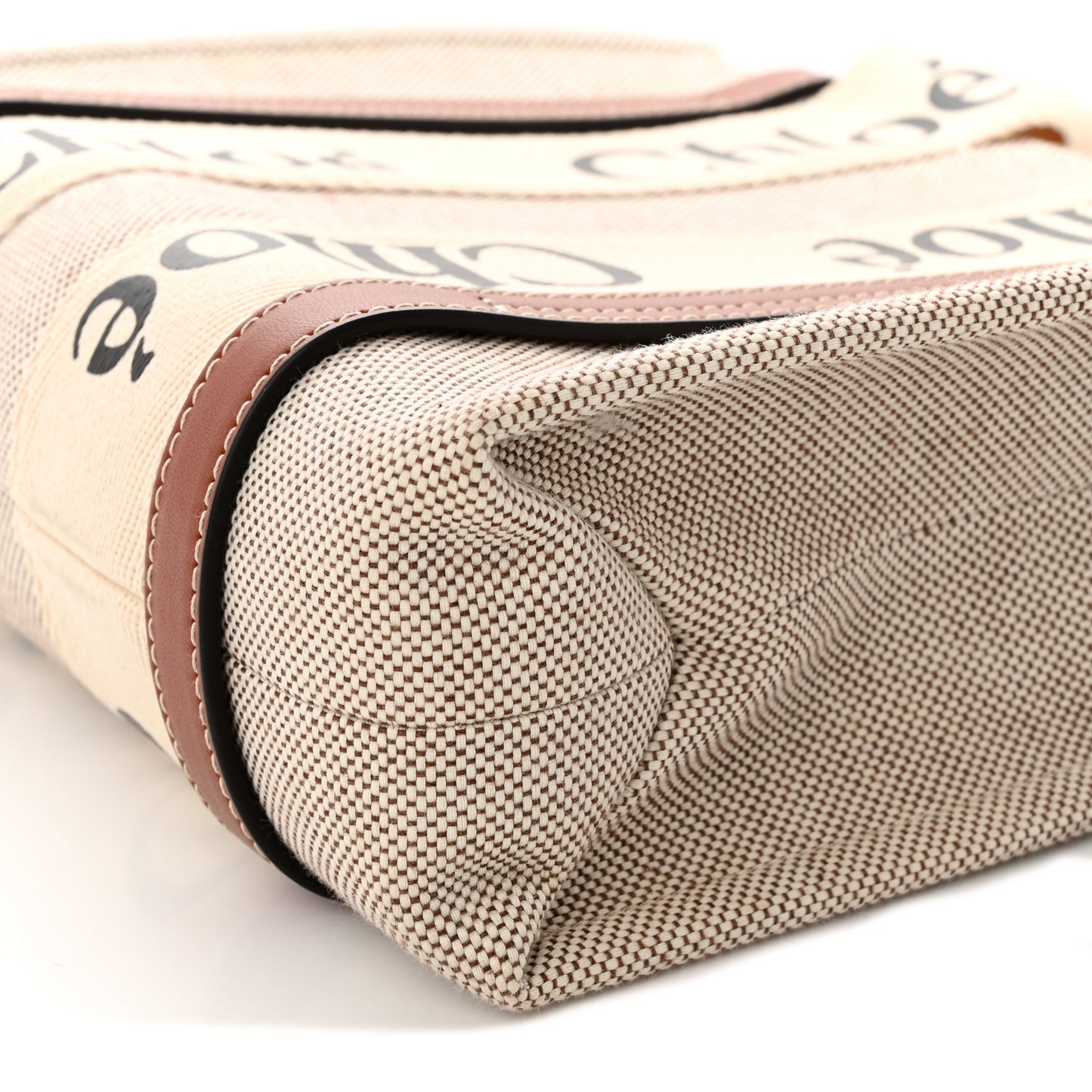 Cotton Calfskin Small Woody Ribbon Tote White Brown