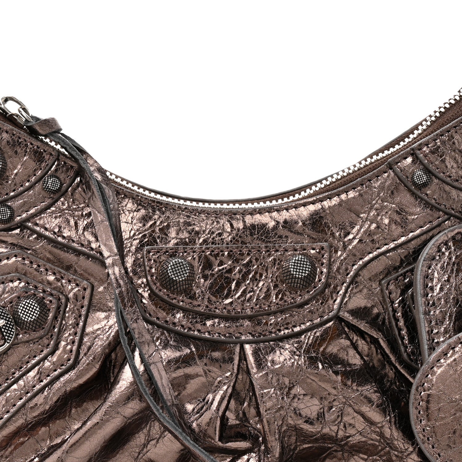 Balenciaga Metallic Agneau Arena Le Cagole Shoulder Bag XS  Dark Bronze 9 of 11